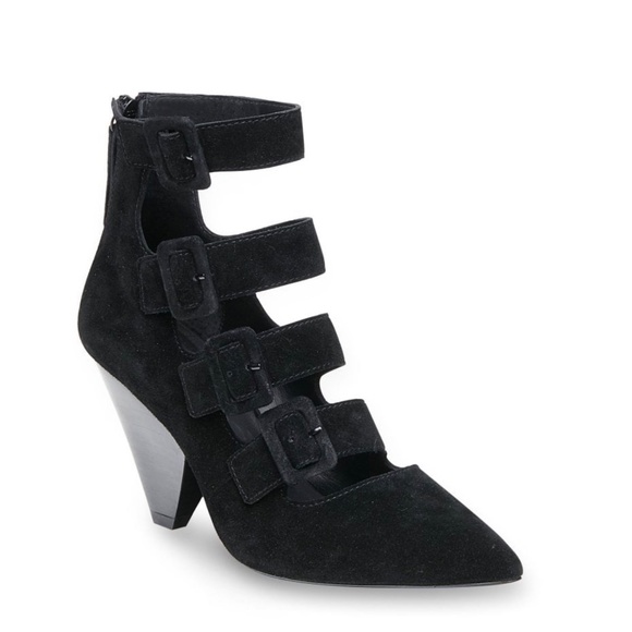 ASH DOLBY Buckle Cone Heels Black Suede - Picture 3 of 9